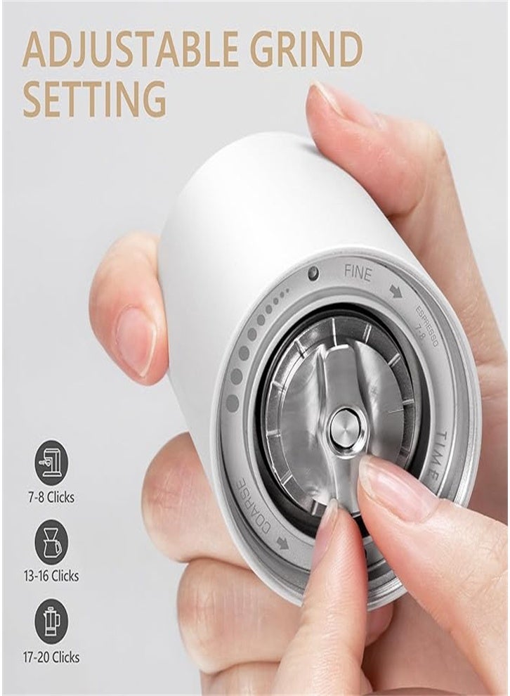 تايم مور مطحنة قهوة يدوية TIMEMORE C3S نسخة مطورة، قابلة للتعديل، مناسبة للسفر والتخييم والاستخدام المنزلي باللون الأبيض - Image 4