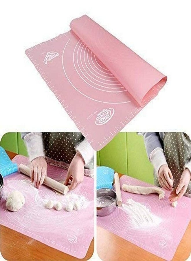 RENARSH Silicon Fondant Rolling Mat Or Silicone Baking Sheet Large with Measurements Stretchable for Kitchen Roti Chapati Cake Pad Cooking Dough Atta Kneading (48X38Cm, Multicolour) - Image 1