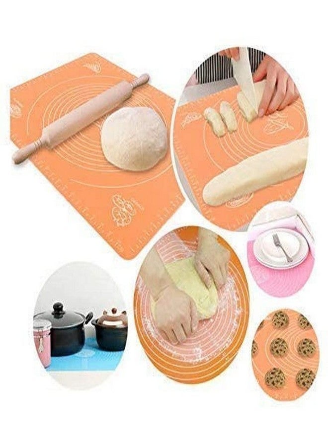 RENARSH Silicon Fondant Rolling Mat Or Silicone Baking Sheet Large with Measurements Stretchable for Kitchen Roti Chapati Cake Pad Cooking Dough Atta Kneading (48X38Cm, Multicolour) - Image 2