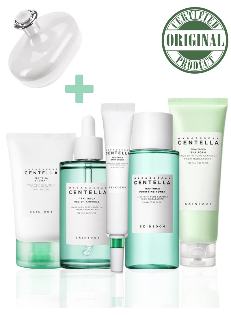 SKIN1004 Madagascar Centella Tea-Trica Spot Cream 20ml, BHA 125ml, Cleansing Foam, B5 Cream 75ml, Relief Ampoule 100ml, Purifying Toner 210ml & Face Scrubber | Complete Acne Care Set 530ml - Image 2