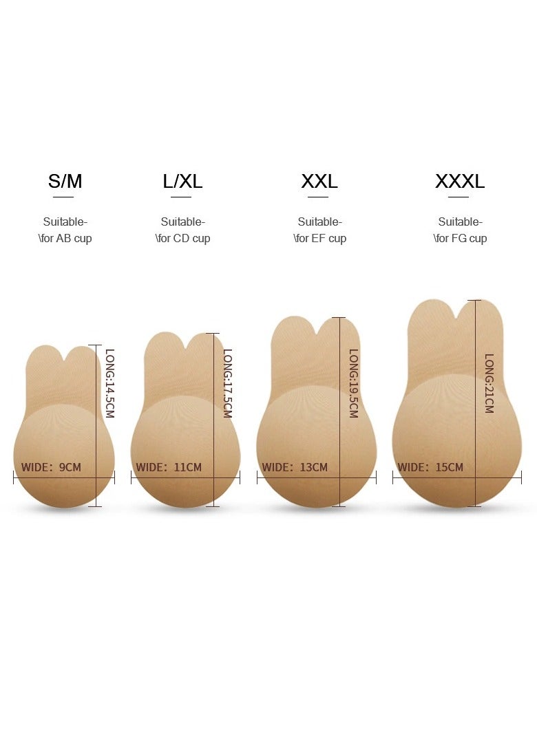 2 Pair Bras Breathable Rabbit Ear Chest Stickers with Adhesive Bra for Women Push Up Invisible Bra Reusable Silicone Bra Strapless Adhesive Bra Lighweight Deep V-Shaped Bra（XXL） - Image 4