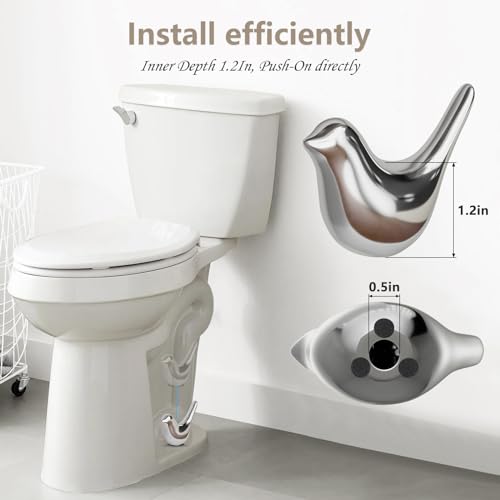 MENNTY 2Packs Ceramic Silver Birds Toilet Bolt Covers 4Packs Universal Toilet Bolt Caps Cute Bathroom Decorative Toilet Floor Screw Cover Caps Easy Installation - Image 3