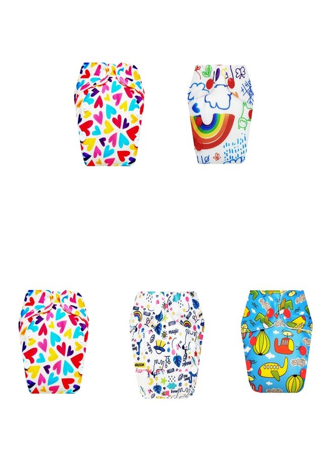 حفاضات قماشية فاخرة من دمبلدو للأطفال حديثي الولادة مع ماصة مدمجة (عبوة من 5) | ملائمة تمامًا | مانعة للتسرب | مناسبة للسفر | مثالية للأطفال الصغار | من 0 إلى 4 أشهر | للجنسين - Image 1