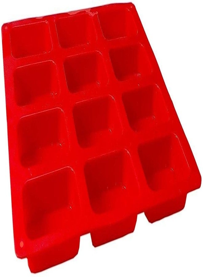 KITCHOOK Silicone Tart/Pie Mould TP INCORP 12 Cavity Rectangle Shape Round Edges Silicone Mould/Mold for Soap Making, Loaf, Muffins, Cheesecakes Approx 75-80 GPSA (Pack of 1) AJ 113 - Image 1