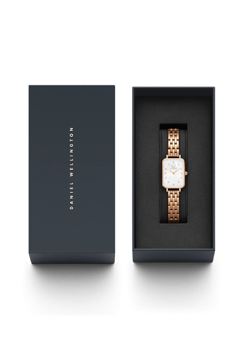 DANIEL WELLINGTON Women Quadro Lumine 5-Link Melrose Quartz Rose Gold Stainless Steel Watch DW00100620 - 20mm - Image 4