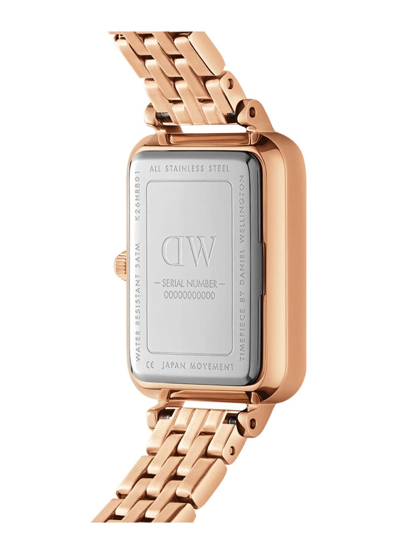 DANIEL WELLINGTON Women Quadro Lumine 5-Link Melrose Quartz Rose Gold Stainless Steel Watch DW00100620 - 20mm - Image 3