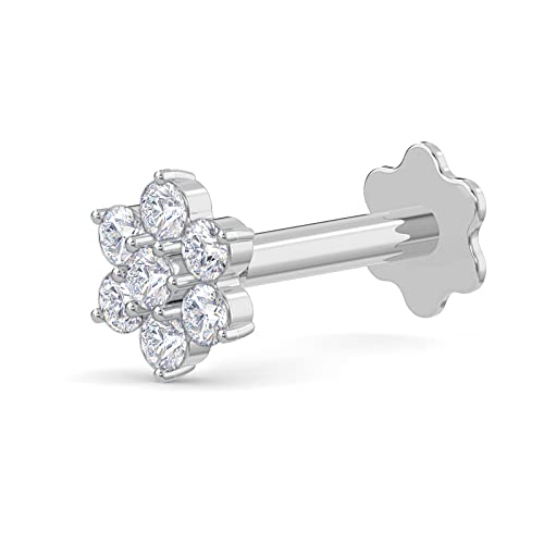 EternalDIa Mothers Day Gift for Mom |2.33mm–4.25mm 14K Gold Real Diamond Nose Ring Stud for Women| G-H Color, I1-I2 Clarity | 18G 19G Nose Piercing Jewelry (4.25mm Diamond 19g White Gold) - Image 1