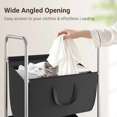 ELYKEN 120L Vertical Rolling Laundry Hamper with Removable Bags, 3 Section Laundry Baskets with Wheels, Space-Saving 3 Tier Laundry Sorter for Small Spaces, Dorm, Bedroom, Bathroom, Laundry Room - Image 5