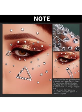 4Pcs Self Adhesive Face Gems & Pearls for Makeup, Rhinestone Stickers for Face & Eye, Hair Pearls for Festival, DIY Decorations, Ideal for Party & Events - view 4