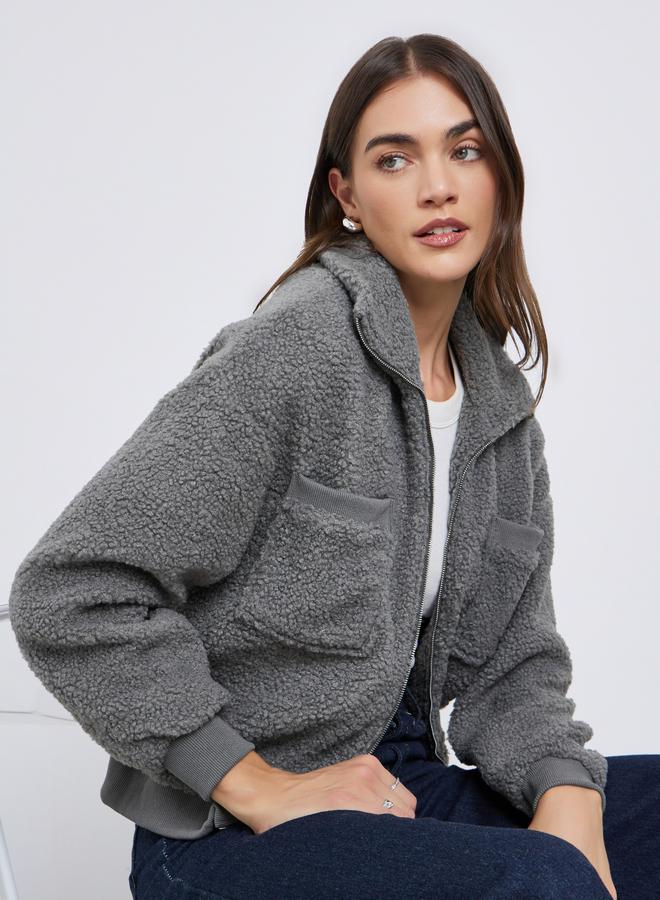 ستايلي جاكيت بومبر بتفاصيل فرو صناعي - Image 1