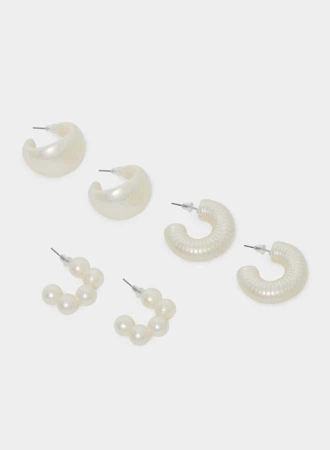 ستايلي مجموعة من 3 - أقراط مُنمقة بلؤلؤ صناعي - Image 3