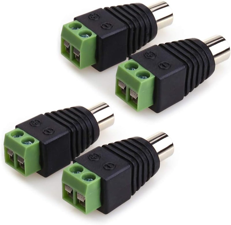 MOBOREST RCA Cable Audio Adapter, Phono RCA Male Plug to AV Screw Terminal Audio/Video Speaker Wire connectors Solderless Adapter(Solder Free RCA Female-4pack) - Image 2