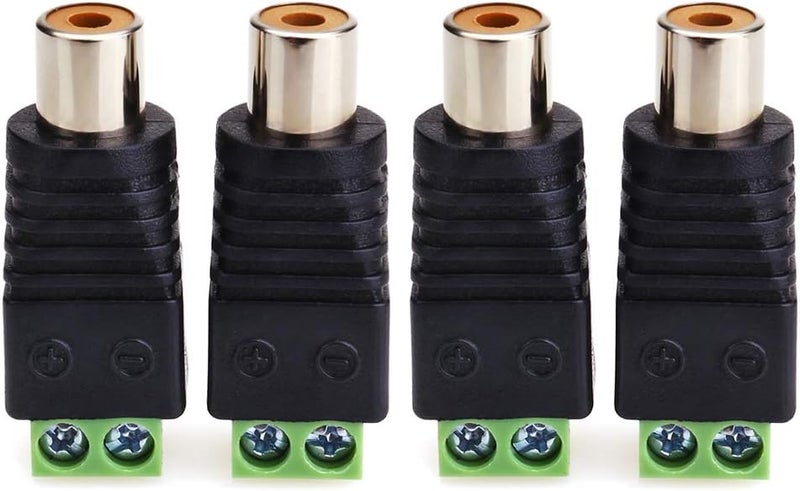 MOBOREST RCA Cable Audio Adapter, Phono RCA Male Plug to AV Screw Terminal Audio/Video Speaker Wire connectors Solderless Adapter(Solder Free RCA Female-4pack) - Image 1