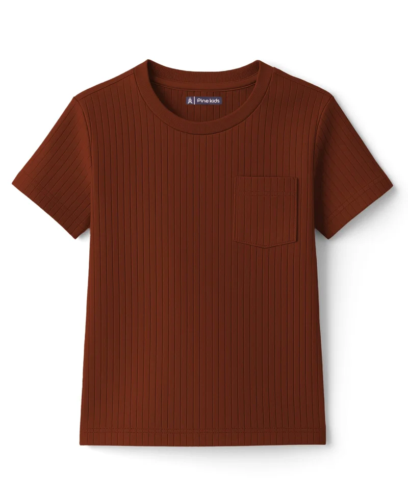 Pine Kids Pine Kids Half Sleeves Solid Co-ords Night Suit - Brown