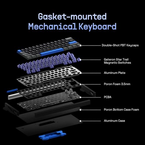 Iqunix لوحة مفاتيح الألعاب IQUNIX EZ60، لوحة مفاتيح ميكانيكية RGB بنسبة 60%، 61 مفتاح مع مفاتيح مغناطيسية Star Trail، تفعيل سريع، ضبط قابل للتعديل، مفاتيح PBT مزدوجة الطباعة، لأجهزة الكمبيوتر المحمولة Win/Mac - Image 4