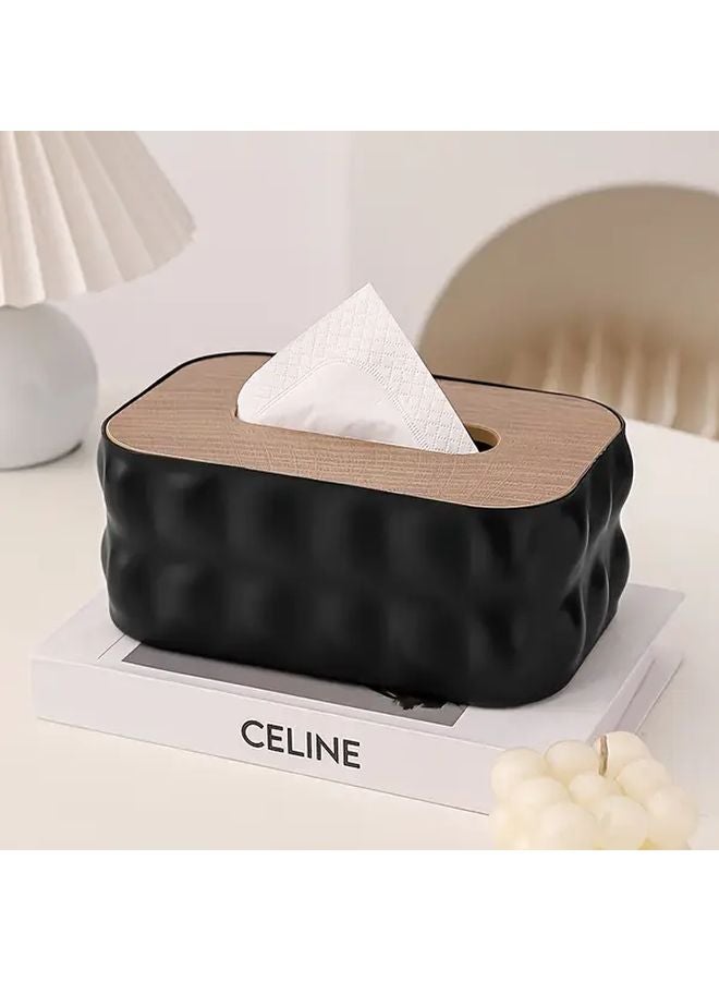 Black Nordic Waterproof Tissue Box Minimalist Style Dustproof Cover For Bedroom Living Room - Image 1