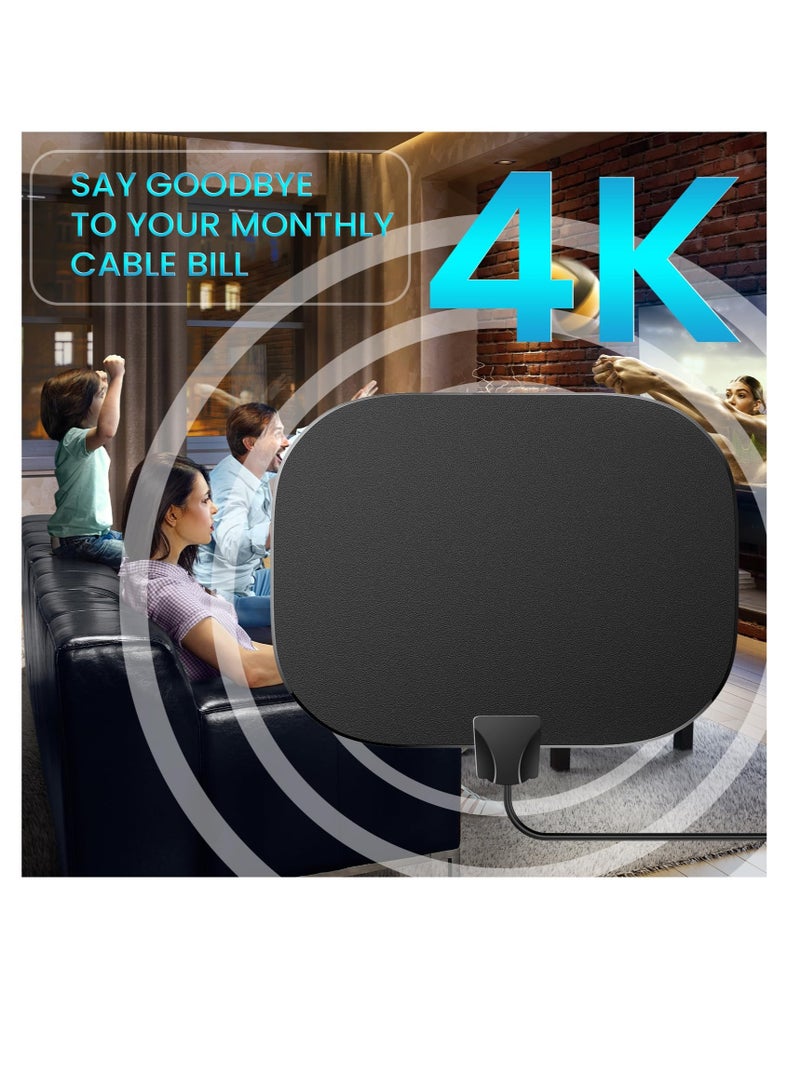 2024 Newest Freeview Indoor TV Aerial, 520KM Range Digital HDTV Aerial, with Amplifier Signal Booster, with 33ft/10M Coax Cable,4K 1080P TV Tuner DVB-T TV Radio - Image 3