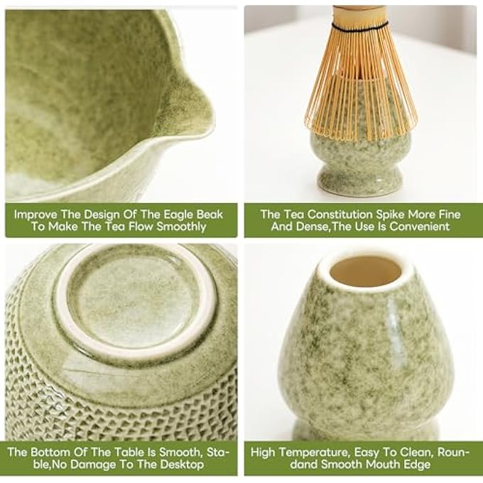 TOPSKY Matcha Stirrer Set Matcha Whisk Set Matcha Bowl And Whisk Set Tea Ceremony Set For Matcha Making Matcha Tea Set Bamboo Whisk 10 Green - Image 4
