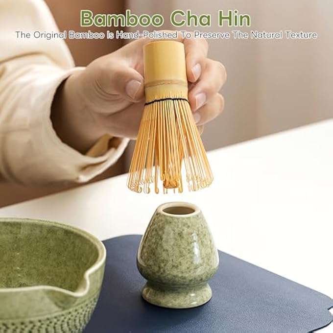 TOPSKY Matcha Stirrer Set Matcha Whisk Set Matcha Bowl And Whisk Set Tea Ceremony Set For Matcha Making Matcha Tea Set Bamboo Whisk 10 Green - Image 5