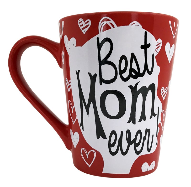 KINREX Best Mom Ever Mug – Valentines Day Gifts Mothers Day Gifts Coffee Cup for Women, Mother, Grandmother, Parent, Gift for Christmas, Birthday, Thanksgiving, Red, 12 oz. Novelty Tea Cups - Image 2