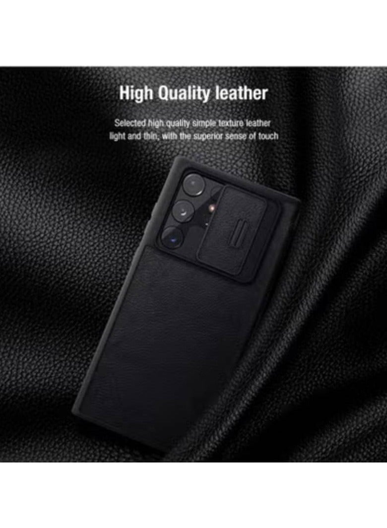 AROAQ Samsung S23 Ultra Flip Leather Cover with Slide Camera Lens and Card Slot - Image 3