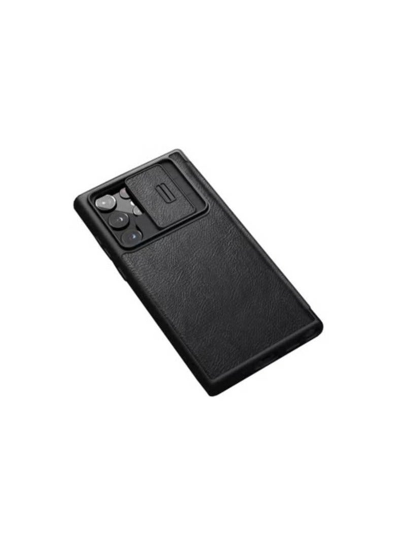 AROAQ Samsung S23 Ultra Flip Leather Cover with Slide Camera Lens and Card Slot - Image 1