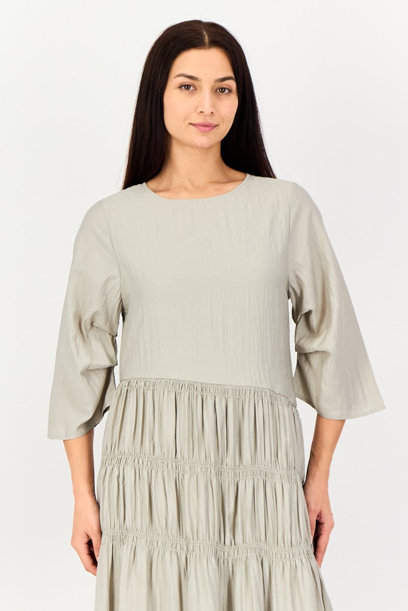 Kathy Ireland Women Solid A-Line Dress, Sage Green - Image 2