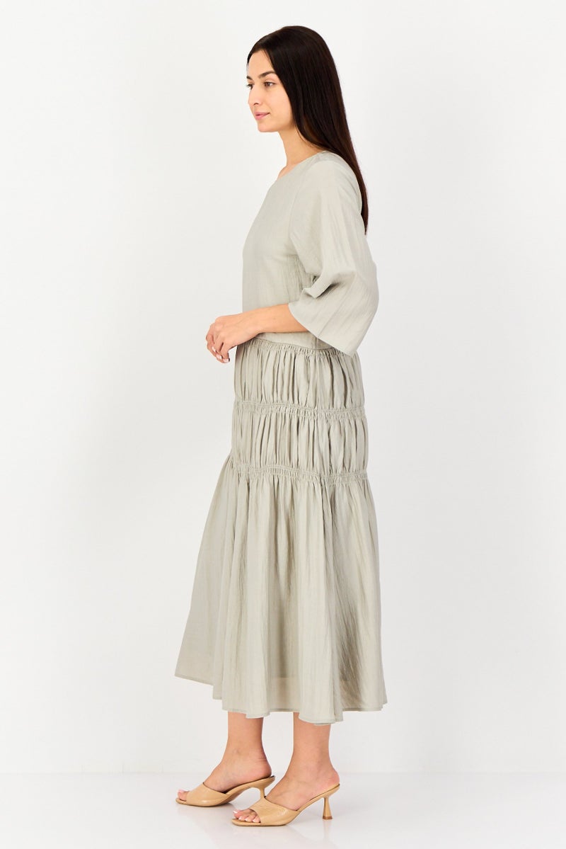 Kathy Ireland Women Solid A-Line Dress, Sage Green - Image 3