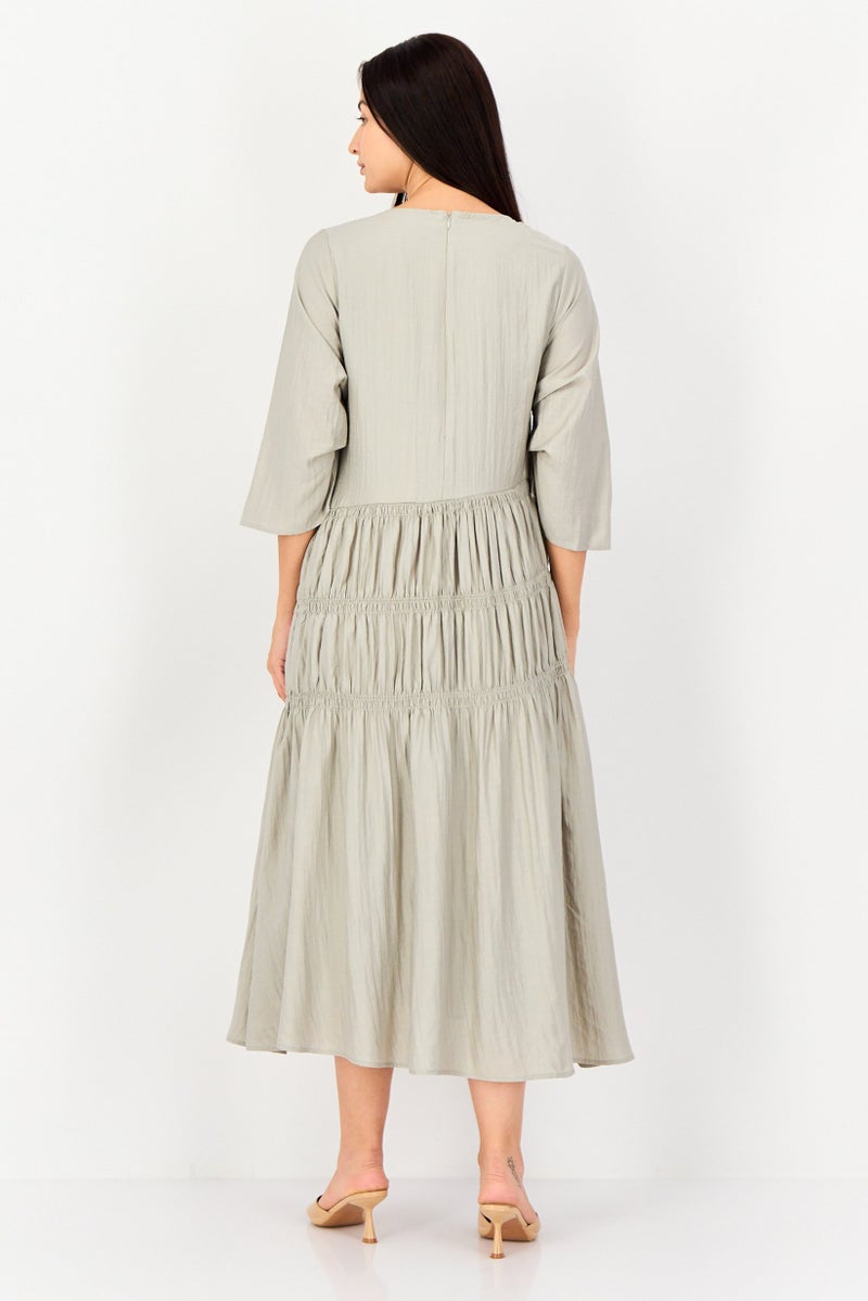 Kathy Ireland Women Solid A-Line Dress, Sage Green - Image 4
