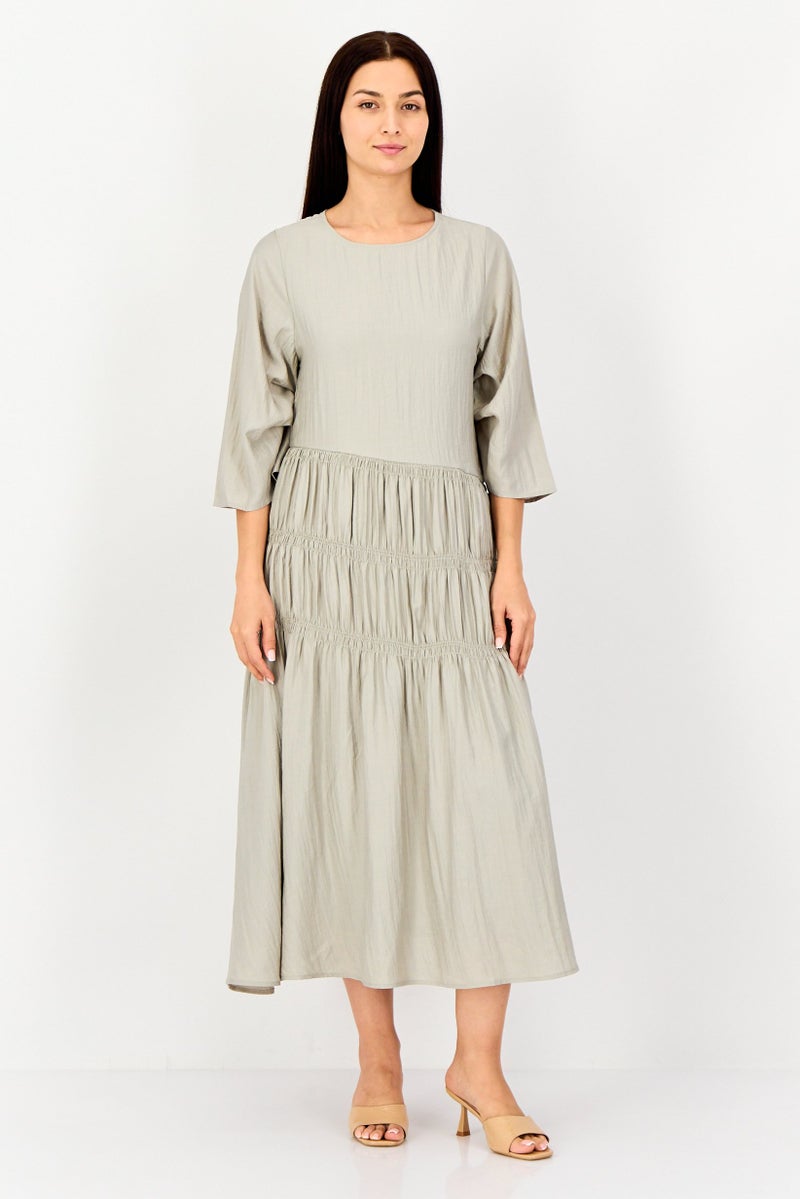 Kathy Ireland Women Solid A-Line Dress, Sage Green - Image 1