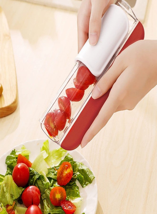 CEHNCEH Tomato Slicer Multi-Function Grape Cutter Small Fruit Cutter Grape Kitchen Accessories Cake Decoration Tool Fruit Slicer (Red) - Image 3