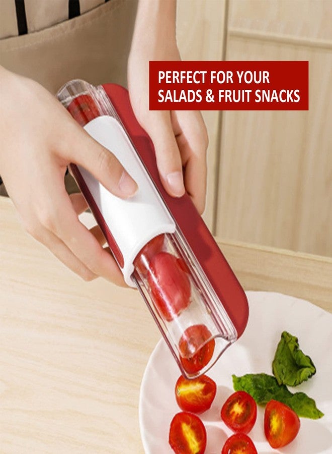 CEHNCEH Tomato Slicer Multi-Function Grape Cutter Small Fruit Cutter Grape Kitchen Accessories Cake Decoration Tool Fruit Slicer (Red) - Image 4