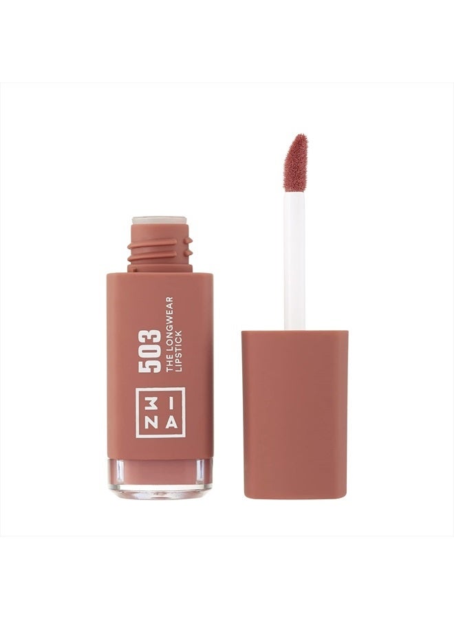 3INA The Longwear Lipstick 503 Nude Color - Long Lasting, Smudge Proof, Matte Lipstick for Women - Vegan, Cruelty Free Liquid Formula - Fast Drying, Waterproof, Moisturizing, Hydrating - 0.22 oz - Image 1