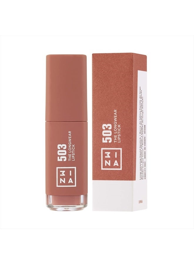 3INA The Longwear Lipstick 503 Nude Color - Long Lasting, Smudge Proof, Matte Lipstick for Women - Vegan, Cruelty Free Liquid Formula - Fast Drying, Waterproof, Moisturizing, Hydrating - 0.22 oz - Image 3