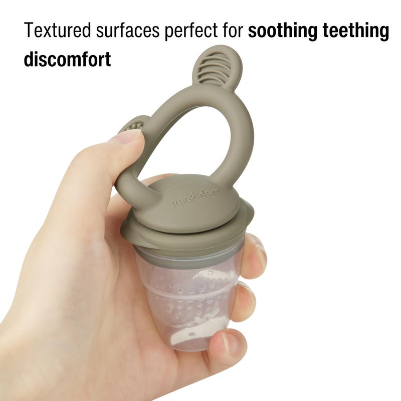 PandaEar 3 Pack Baby Fruit  Food Feeder Pacifier Silicone Feeder Pacifier with 3 Sizes Pouches for Babies Toddlers Infants Kids BPAFree Food Grade Soft Safe TanGreyBrown - Image 5