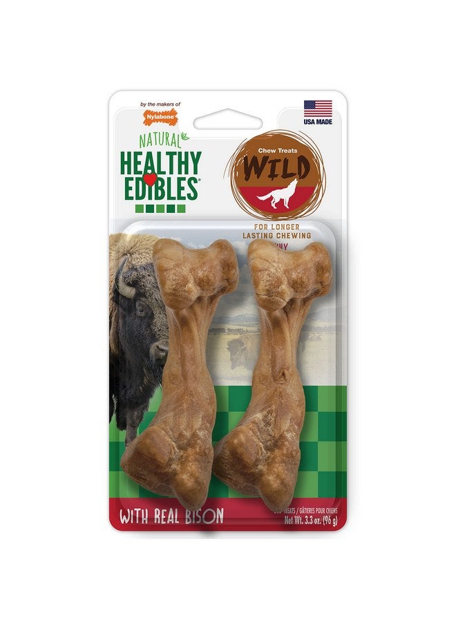 Nylabone Healthy Edibles WILD Natural Long-Lasting Bison Flavor Bone Chew Treats for Dogs, Medium (2 Count) - Image 1