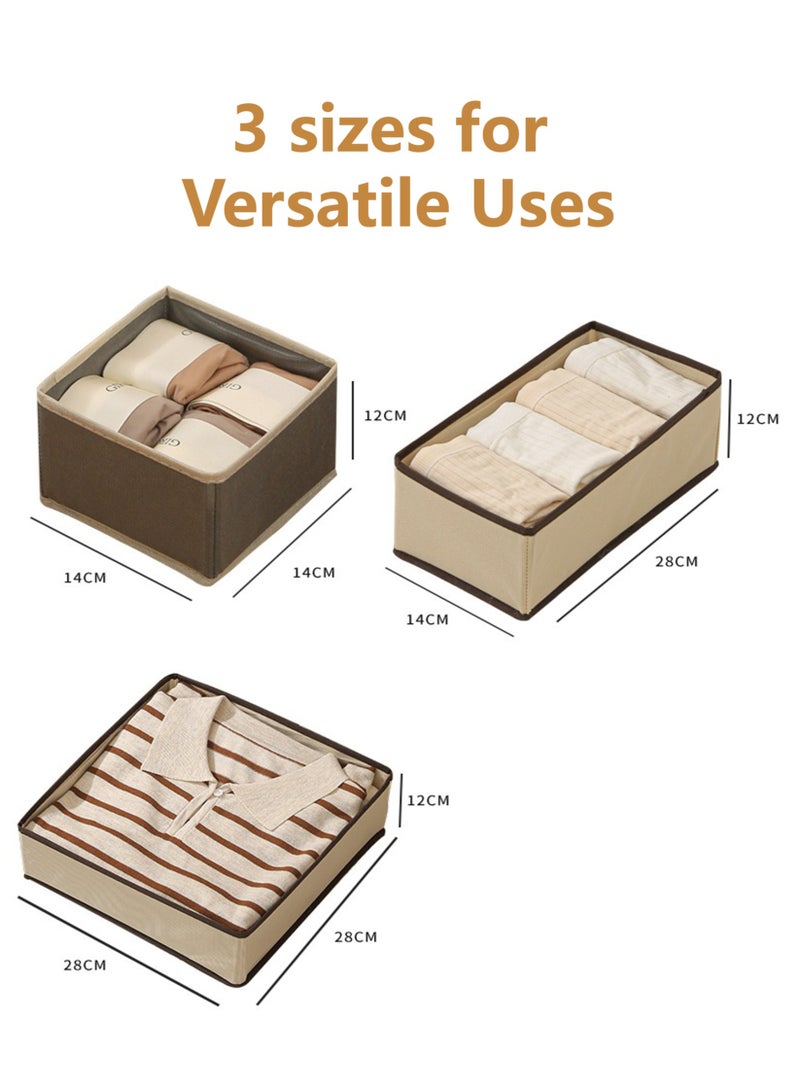 جويي ٦ قطع من صناديق تخزين القماش القابلة للطي بسحاب | منظم أدراج الخزانة | سلال قماشية، صناديق، مقسمات، تُستخدم للملابس، الجوارب، الملابس الداخلية، إكسسوارات الملابس، البيجامات، ملابس الأطفال، الحفاضات، المناشف (بيج) - Image 3
