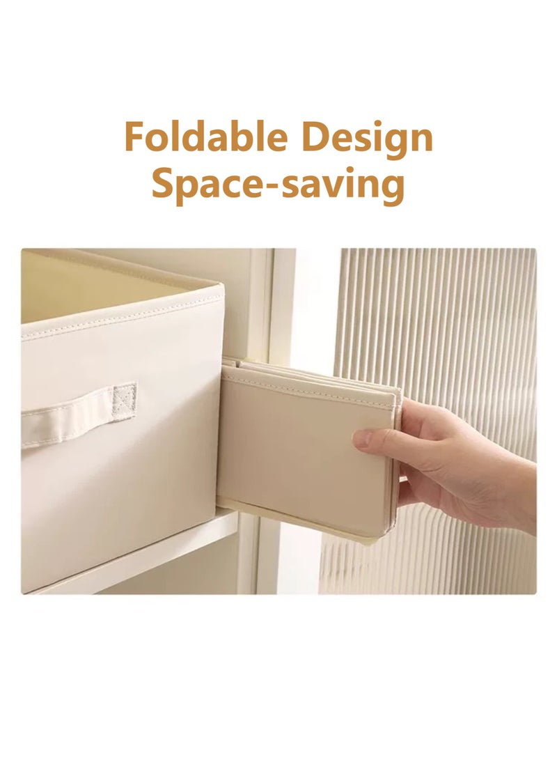 جويي ٦ قطع من صناديق تخزين القماش القابلة للطي بسحاب | منظم أدراج الخزانة | سلال قماشية، صناديق، مقسمات، تُستخدم للملابس، الجوارب، الملابس الداخلية، إكسسوارات الملابس، البيجامات، ملابس الأطفال، الحفاضات، المناشف (بيج) - Image 5