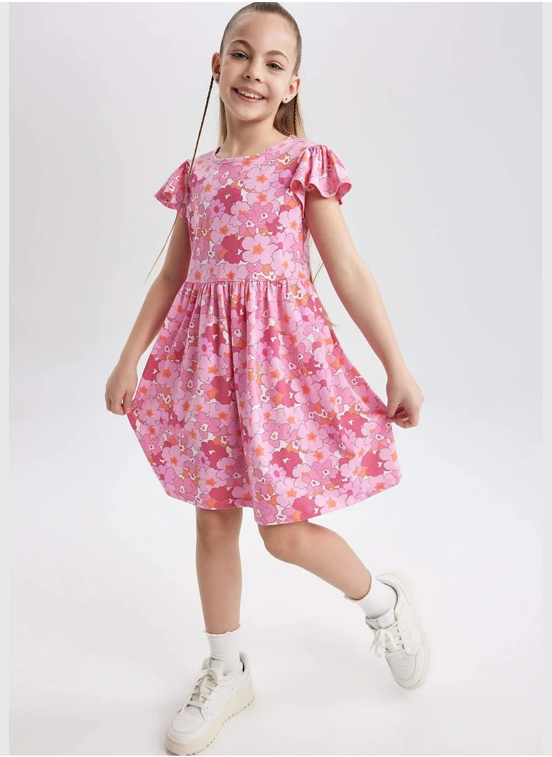 DeFacto Regular Fit Short Sleeve Floral Printed Dress