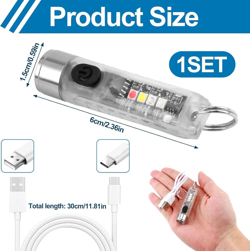 NGUIT Mini Powerful Torch LED 400LM Rechargeable Pocket Keychain Torch with UV Red Blue Light - Image 2