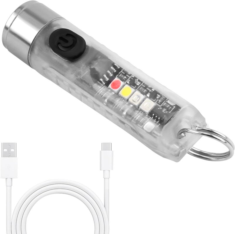 NGUIT Mini Powerful Torch LED 400LM Rechargeable Pocket Keychain Torch with UV Red Blue Light - Image 1