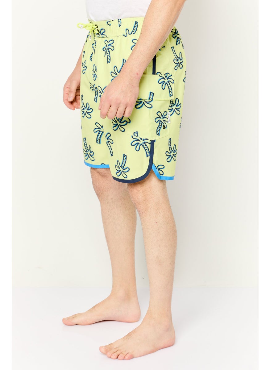 Sovereign Code - Men Allover Print Drawstring Board Shorts, Light Green Combo - Image 1