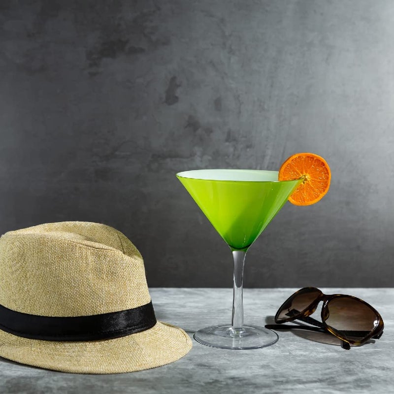 EZ Life EZ Life LeadFree Frosted Green Martini Glass Set Drinking Cocktail Glasses for Bar Party Drinking Juice Premium Crystal Glass Drinkware Dishwasher Safe 300 ml Pack of 2  - Image 2