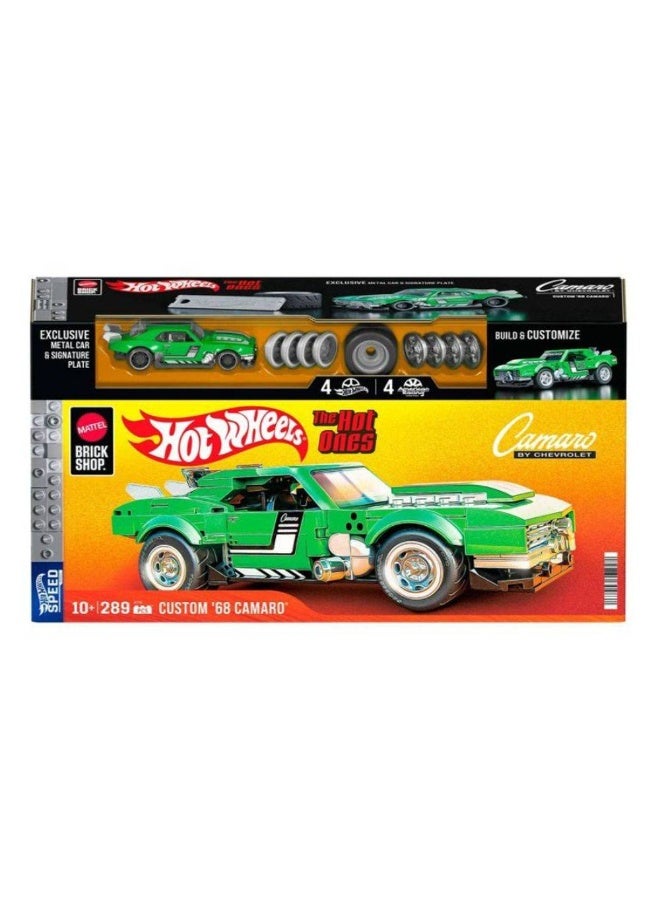 Hot Wheels مجموعة بناء ماتيل بريك شوب هوت ويلز كامارو مخصصة 68 (1:32، 289 قطعة) - Image 1
