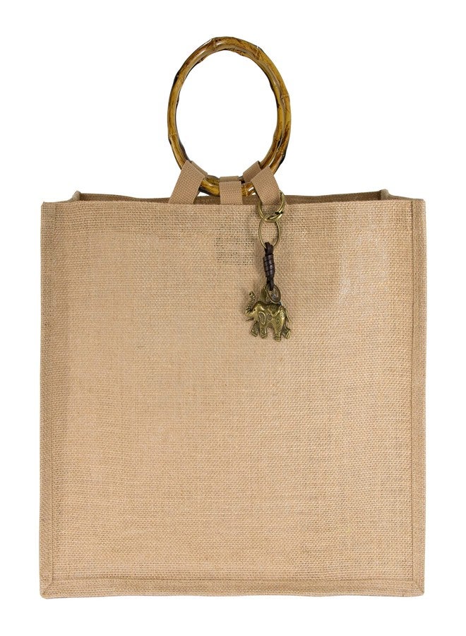 Hibala Woven Large Beach Bag Straw Bag Beach Tote Handmade Weaving Shoulder Bag Tassel Bag Handbag, Beige, Large, Bamboo Handle-elephant - Image 3