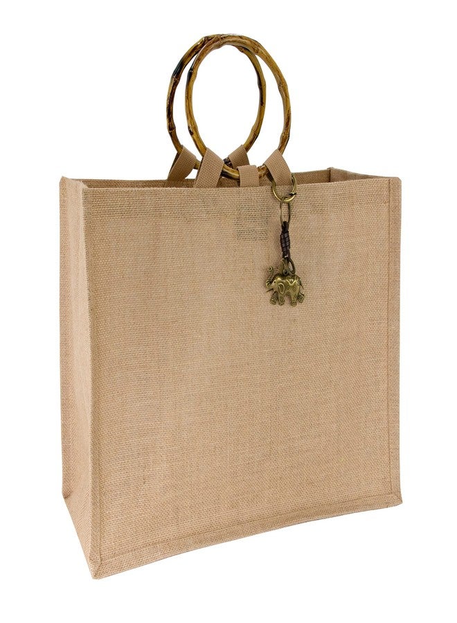 Hibala Woven Large Beach Bag Straw Bag Beach Tote Handmade Weaving Shoulder Bag Tassel Bag Handbag, Beige, Large, Bamboo Handle-elephant - Image 1