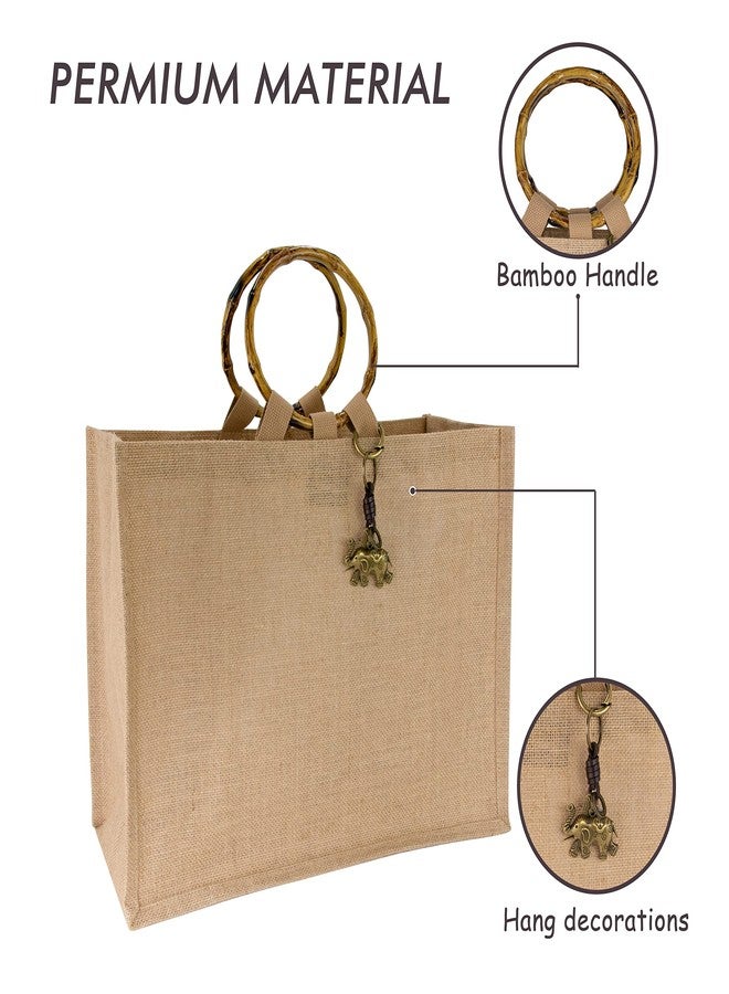 Hibala Woven Large Beach Bag Straw Bag Beach Tote Handmade Weaving Shoulder Bag Tassel Bag Handbag, Beige, Large, Bamboo Handle-elephant - Image 4