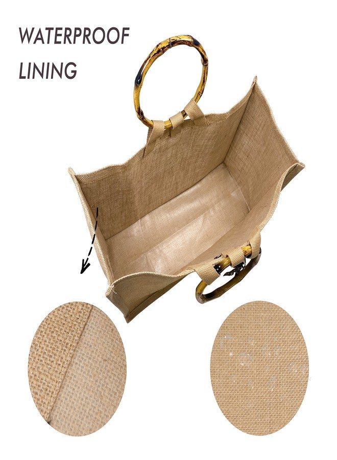Hibala Woven Large Beach Bag Straw Bag Beach Tote Handmade Weaving Shoulder Bag Tassel Bag Handbag, Beige, Large, Bamboo Handle-elephant - Image 5