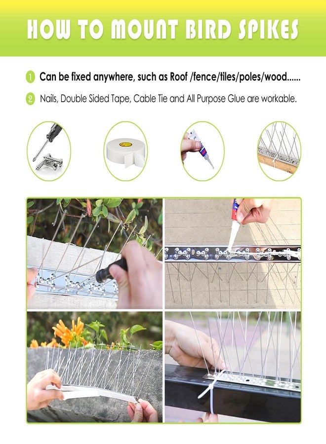 Valibe Pigeon Spikes Stainless Steel Bird Spikes for Outside to Keep Birds Away 12 Pack 10ft Coverage Bird Deterrent Spikes Wire Prevention Spikes for Small Bird Squirrel for Fence Roof Blacony - Image 5