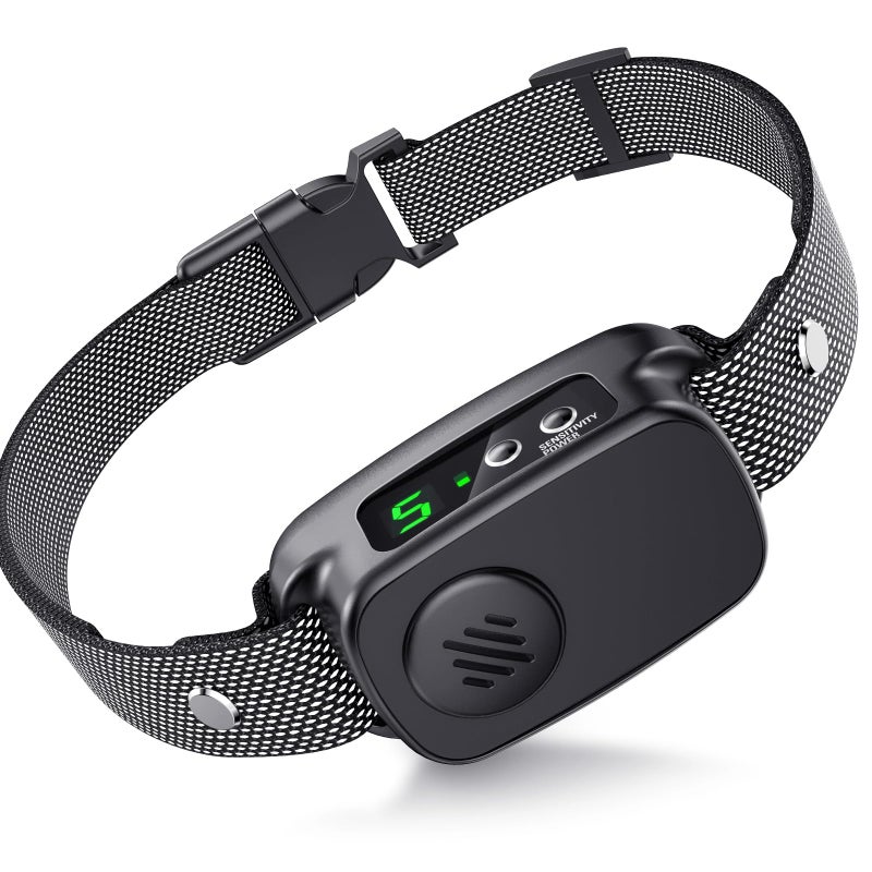Dog bark collar, large and medium-sized dog bark collar, with 5 adjustable sensitivities, automatic bark prevention collar, and 3 training modes (black) - Image 1